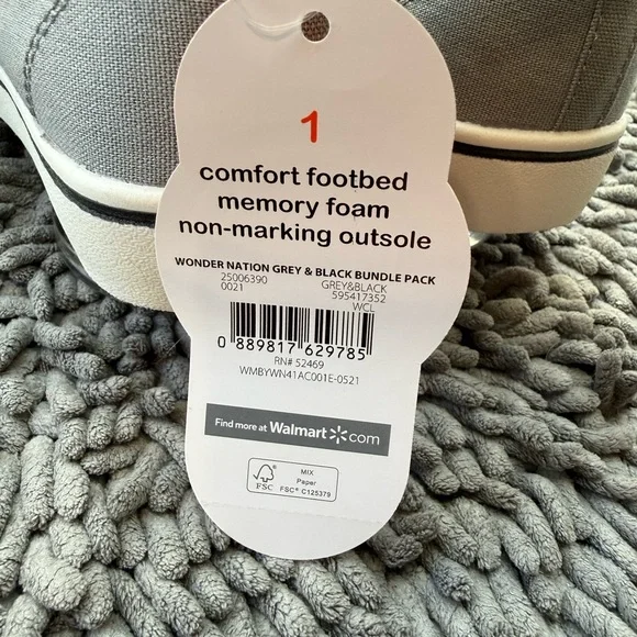 Wonder Nation Boys Sz 1 Light Gray Slip-On Shoes - Picture 5 of 6